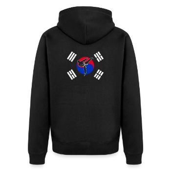 Taekwondo Tae Kwon Do with South Korea flag - Unisex Premium Organic Zip Hoodie - black - Back - Nico (187cm)