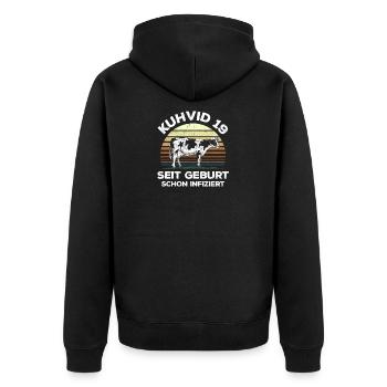 Corona Covid Landwirtschaft Kuh - Unisex Premium Bio Zip Hoodie - Schwarz - Hinten - Nico (187cm)