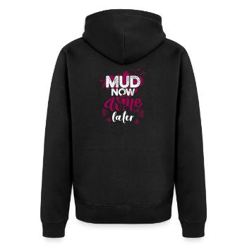 Mud Run Shirts for Women | Mud Girl Run Shirts - Unisex Premium Organic Zip Hoodie - black - Back - Nico (187cm)