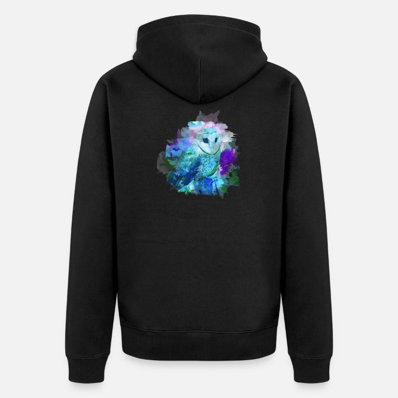 Eule - Unisex Premium Bio Zip Hoodie - Schwarz