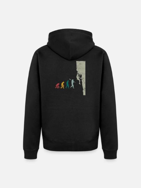 Bouldern Evolution Vintage Bergsteigen Klettern - Premium økologisk unisex-hættejakke - sort