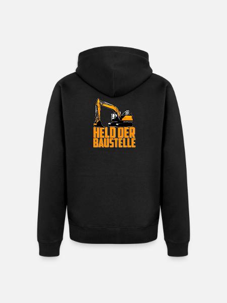 Held der Baustelle Bagger Baggerfahrer - Unisex Premium Bio Zip Hoodie - Schwarz