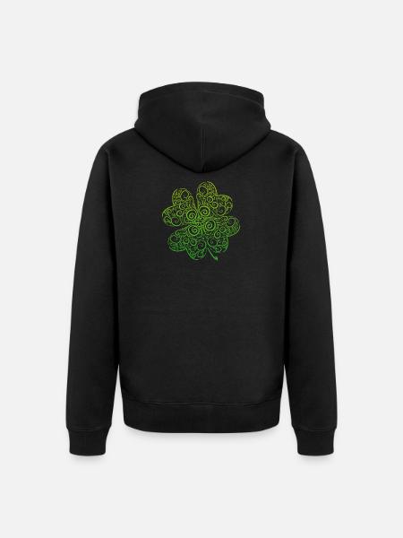 Clover design Irish Man gift - Unisex Premium Organic Zip Hoodie - black