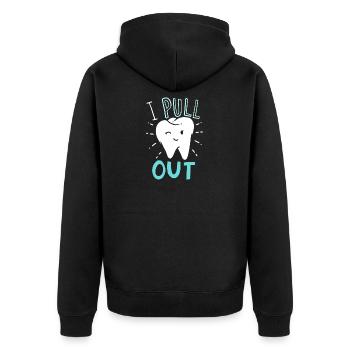 Je me retire - drôle dentiste hygiéniste dentaire - Veste à capuche bio Premium Unisexe - noir - Dos - Nico (187cm)