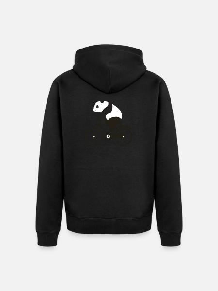 Grappige panda beer op een fiets - Uniseks Premium bio ziphoodie - zwart