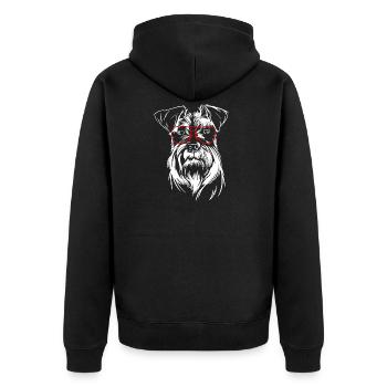 Schnauzer mit Brille Zwergschnauzer Dogmum Hund - Unisex Premium Bio Zip Hoodie - Schwarz - Hinten - Nico (187cm)
