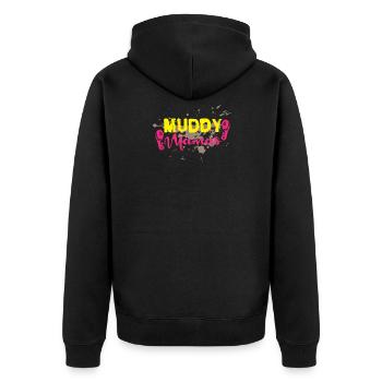 Mud Run Shirts for Women | Mud Girl Run Shirts - Unisex Premium Organic Zip Hoodie - black - Back - Nico (187cm)