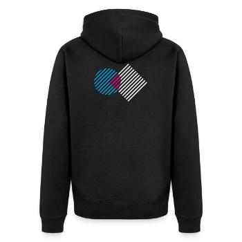 Line pattern / circle, square / blue, white, pink - Unisex Premium Organic Zip Hoodie - black - Back - Nico (187cm)