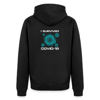 I survived Covid-19 Virus Pandemic Gift - Unisex Premium Organic Zip Hoodie - black - Back - Nico (187cm)