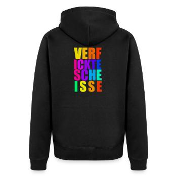 Verfickte Scheiße Fluchen Sarkasmus Lustige Sprüch - Unisex Premium Bio Zip Hoodie - Schwarz - Hinten - Nico (187cm)