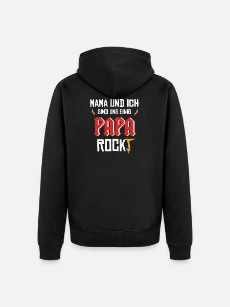 Papa Rockt - Unisex Premium Bio Zip Hoodie - Schwarz