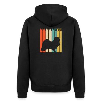 Chien silhouette havanais vintage rétro - Veste à capuche bio Premium Unisexe - noir - Dos - Nico (187cm)