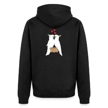 Kakadu Papagei Paar Herz Liebe - Unisex Premium Bio Zip Hoodie - Schwarz - Hinten - Nico (187cm)