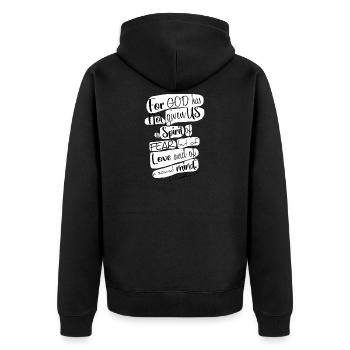 Glaube & Christliche Kleidung - Unisex Premium Bio Zip Hoodie - Schwarz - Hinten - Nico (187cm)