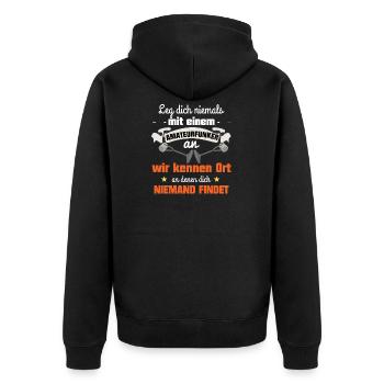 Amateurfunker Funker Hobby-Funker Funkantenne - Unisex Premium Bio Zip Hoodie - Schwarz - Hinten - Nico (187cm)