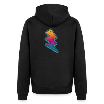 Blitz Flash Vintage - Unisex Premium Organic Zip Hoodie - black - Back - Nico (187cm)