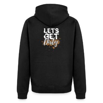 Mud Run Shirts | Mud Run Team Shirts - Unisex Premium Organic Zip Hoodie - black - Back - Nico (187cm)