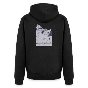 Haute Route - Frankreich, Schweiz - Unisex Premium Bio Zip Hoodie - Schwarz - Hinten - Nico (187cm)