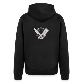 Butcher Tools - Unisex Premium Organic Zip Hoodie - black - Back - Nico (187cm)