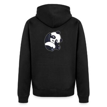 Panda Kind Tierliebhaber Geschenk - Unisex Premium Bio Zip Hoodie - Schwarz - Hinten - Nico (187cm)