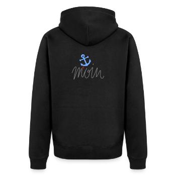 Moin mit Anker und Herz maritim Norden - Unisex Premium Bio Zip Hoodie - Schwarz - Hinten - Nico (187cm)