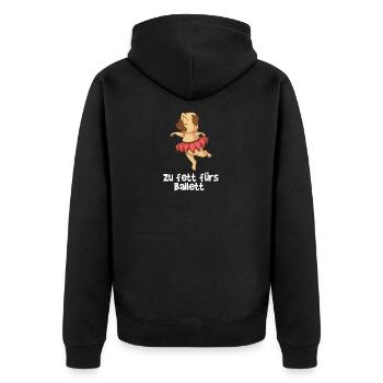 Süßer Mops ist zu fett fürs Ballett Tutu Röckchen - Unisex Premium Bio Zip Hoodie - Schwarz - Hinten - Nico (187cm)