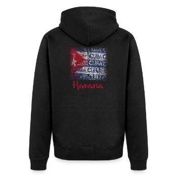 Havana Cuban Flag Geschenk - Unisex Premium Bio Zip Hoodie - Schwarz - Hinten - Nico (187cm)