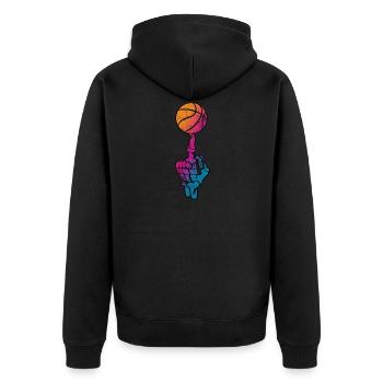 Basket-ball squelette vintage - Veste à capuche bio Premium Unisexe - noir - Dos - Nico (187cm)