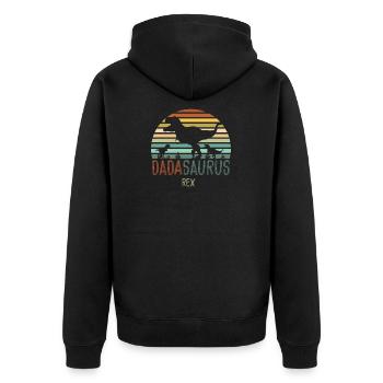 Dadasaurus, Vintage dad dino dinosaur Fathers day - Unisex Premium Organic Zip Hoodie - black - Back - Nico (187cm)