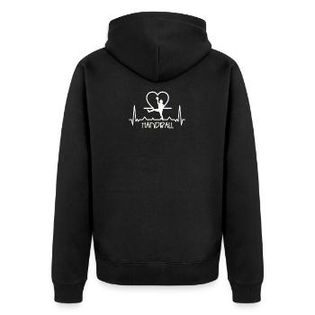 Handball Herzschlag Handballer Handballerin - Unisex Premium Bio Zip Hoodie - Schwarz - Hinten - Nico (187cm)