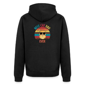 Best Cat Dad Ever Best Cat Dad Dad Kitten - Unisex Premium Organic Zip Hoodie - black - Back - Nico (187cm)