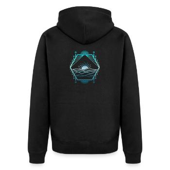 Meer linien - Unisex Premium Bio Zip Hoodie - Schwarz - Hinten - Nico (187cm)