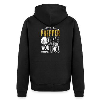 Prepping Prepper - Unisex Premium Organic Zip Hoodie - black - Back - Nico (187cm)