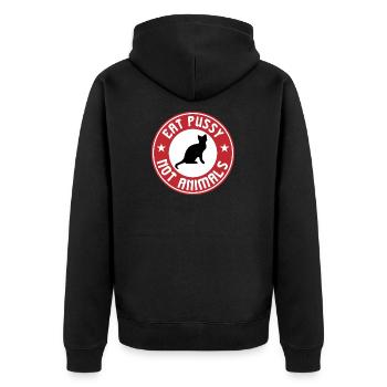 Mange la chatte pas les animaux - Veste à capuche bio Premium Unisexe - noir - Dos - Nico (187cm)