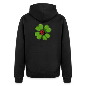 Ladybug Shamrock Clover Mindfull Ladybird Mindful - Unisex Premium Organic Zip Hoodie - black - Back - Nico (187cm)