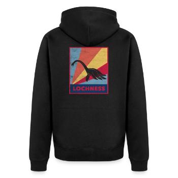 Lochness Nessie Schottland - Unisex Premium Bio Zip Hoodie - Schwarz - Hinten - Nico (187cm)
