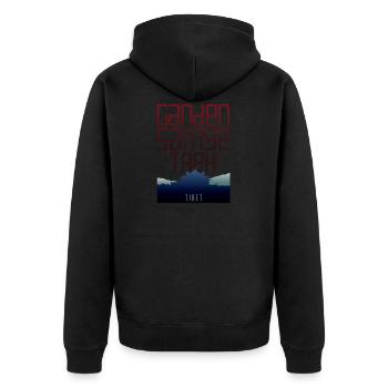 Ganden to Samye Trek - Tibet - Unisex Premium Bio Zip Hoodie - Schwarz - Hinten - Nico (187cm)