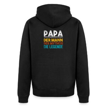 Paps Vater Sohn Papa Tochter Geschenk Mann 2020 - Unisex Premium Bio Zip Hoodie - Schwarz - Hinten - Nico (187cm)