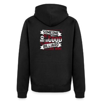 Billard Lustiges Billard - Unisex Premium Bio Zip Hoodie - Schwarz - Hinten - Nico (187cm)