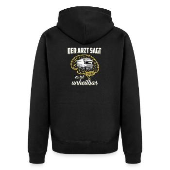 Der Arzt Sagt Unheilbar LKW - Unisex Premium Bio Zip Hoodie - Schwarz - Hinten - Nico (187cm)