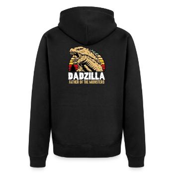 Dadzilla father dad father's day gift monster son - Unisex Premium Organic Zip Hoodie - black - Back - Nico (187cm)