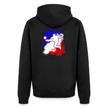 French football - leisure passion - Unisex Premium Organic Zip Hoodie - black - Back - Nico (187cm)