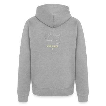 Zwilling Sternzeichen - Unisex Premium Bio Zip Hoodie - Grau meliert - Hinten - Nico (187cm)