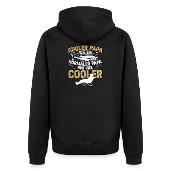 Angler Papa Fischer Vater Papa Angeln Vatertag - Unisex Premium Bio Zip Hoodie - Schwarz - Hinten - Nico (187cm)