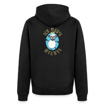 Ich Wars Nicht Schafe Verrücktes Schaf Mit Brille - Unisex Premium Bio Zip Hoodie - Schwarz - Hinten - Nico (187cm)