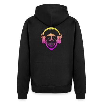 Monkey DJ Affe mit Kopfhörer und Sonnenbrille - Unisex Premium Bio Zip Hoodie - Schwarz - Hinten - Nico (187cm)