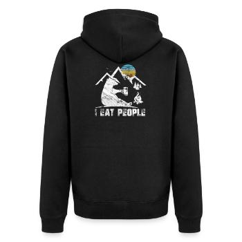 I Hate People I Eat People Camping Geschnek Hiking - Unisex Premium Organic Zip Hoodie - black - Back - Nico (187cm)