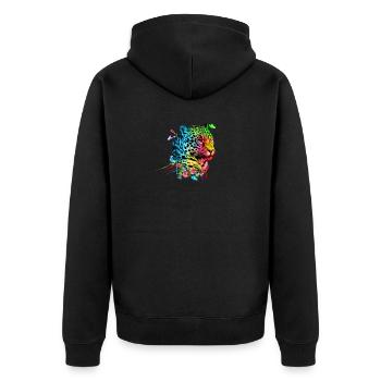Water color leopard - Unisex Premium Organic Zip Hoodie - black - Back - Nico (187cm)