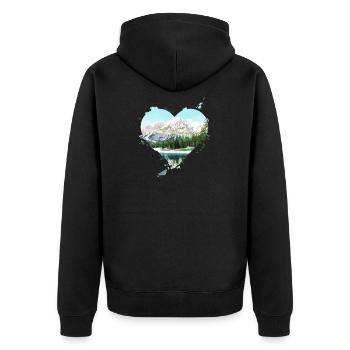 Coeur montagnes randonnée amour hobby loisir sport - Veste à capuche bio Premium Unisexe - noir - Dos - Nico (187cm)
