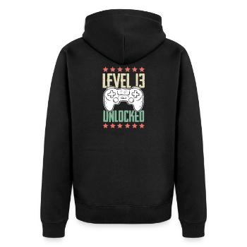 Niveau 13 13e anniversaire d'adolescent débloqué - Veste à capuche bio Premium Unisexe - noir - Dos - Nico (187cm)